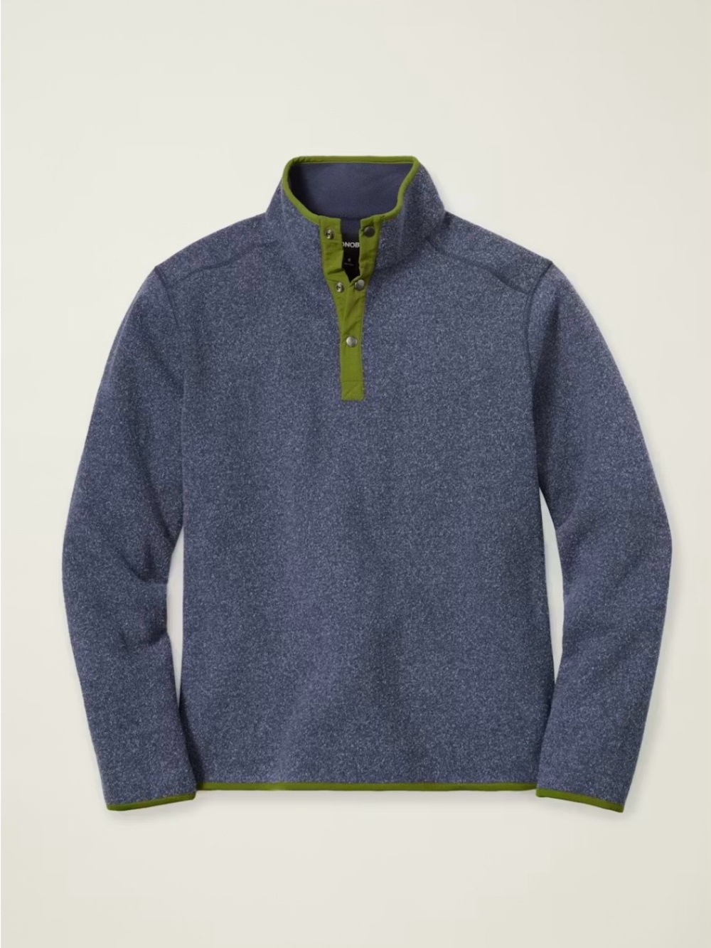 Bonobos Men’s Sweater Fleece Snap Mock Pullover Heather Navy- size medium